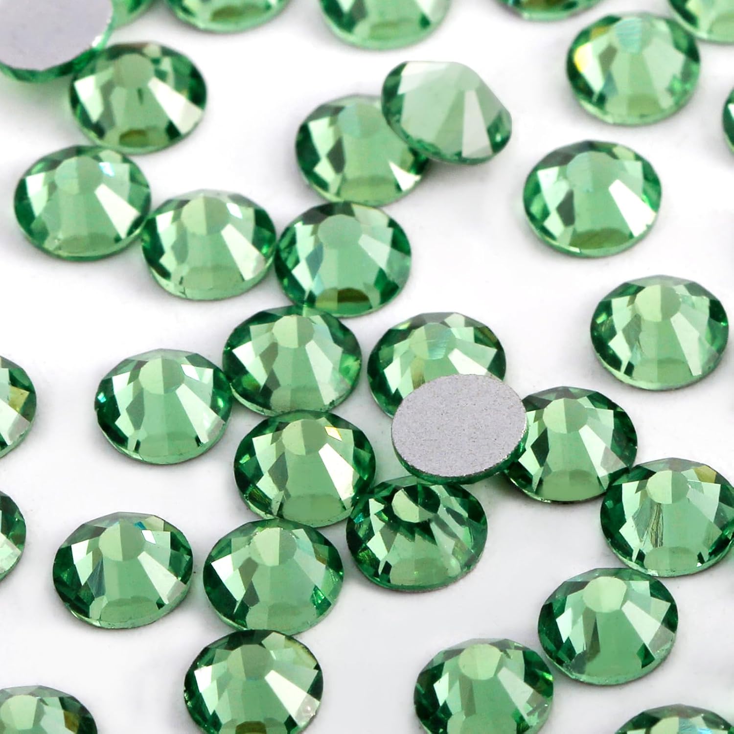 3000 PCS SS10 Flatback Rhinestones,12-Facet Diamond-Cut Glass Gems for Nail Art,Clothing,DIY Crafts,Glue-On Decoration Stones with Silver Backing,Peridot-FemmiqueWomen