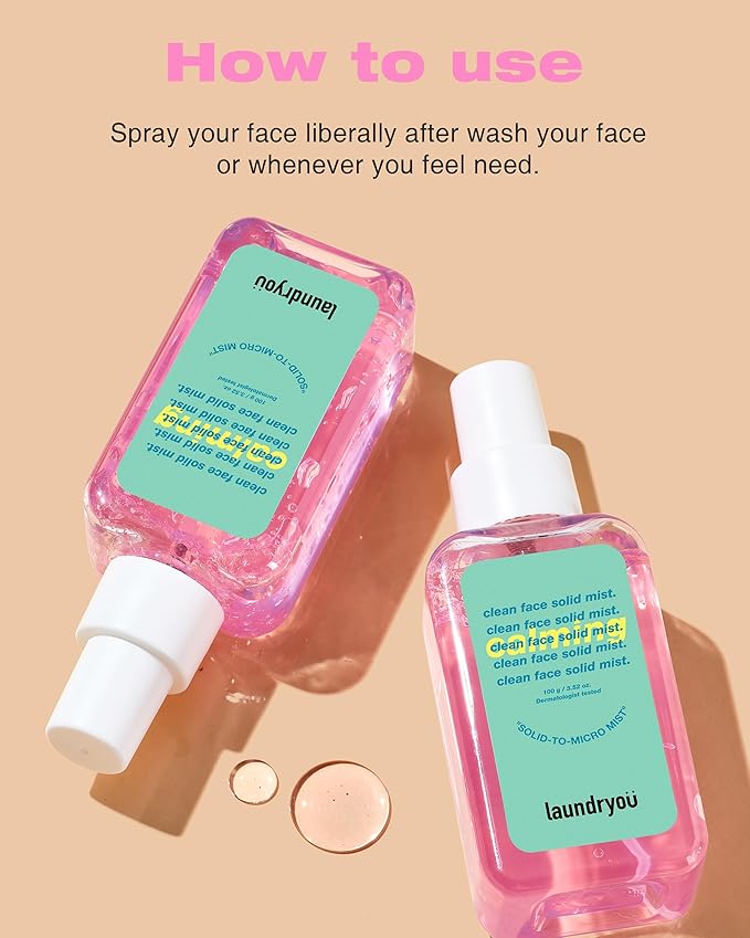 Clean Face Solid Mist - Calming, Hydrating, and Moisturizing Gel-To-Mist Dermatologist Tested Hypoallergenic Facial Spray for Redness Relief and Soothing Irritated Skin - (3.38 fl. oz.)-FemmiqueWomen