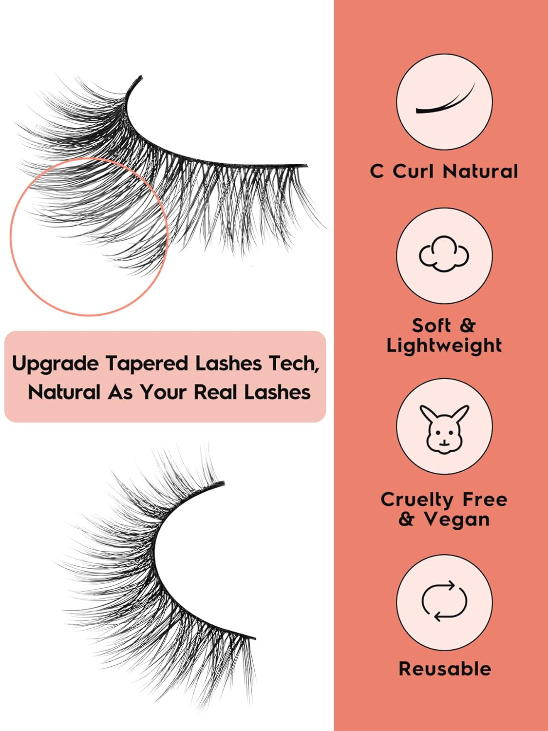 Lashes Cat Eye 15mm False Eyelashes Natural Lashes Strips Thin Band Wispy Lash Pack 3D Volume Fake Eyelash Curly 7 Pair Siligli-FemmiqueWomen