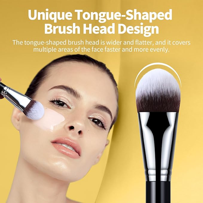 EIGSHOW Flat Foundation Brush, Large Face Makeup Brush with Soft Dense Synthetic Bristles for Blending Liquid Cream Powder (F628)-FemmiqueWomen