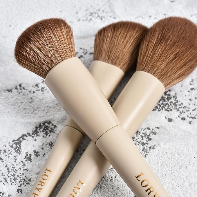 LORYP Makeup Brushes Set Labeled 18 Piece Face and Eye Brush Set Ultra soft hair Foundation, Concealer, Blush, Contour, Blending, Eyeshadow Khaki Brush kit-FemmiqueWomen