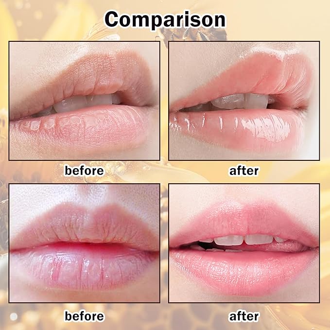 2PCS Bee Lip Balm Honey Pot,Hydrating Lip Moisturizer Cute Honey Pot Lip Balm Lip Scrubs Exfoliator with Wand,Moisturizing Exfoliating Overnight Propolis Lip Sleeping Mask for Men & Women-FemmiqueWomen