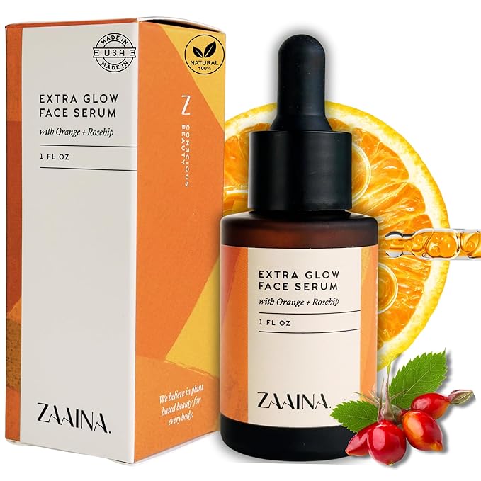 ZAAINA Extra Glow Face Serum – Hydrating Face Oil for Dry, Dull & Sensitive Skin – Lightweight Moisturizer & Natural Primer for Makeup – With Rosehip Oil, Pumpkin Seed & Vitamin E – 1oz Bottle-FemmiqueWomen