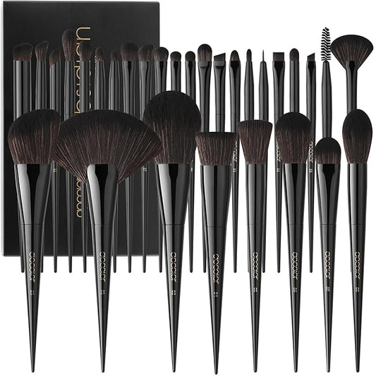 Docolor Makeup Brushes Set Professional 30Pcs Obsidian Makeup Brushes Premium Synthetic Powder Kabuki Foundation Contour Blush Concealer Eye Shadow Blending Eyeliner Crease Eyebrow Make Up Brush Kit-FemmiqueWomen