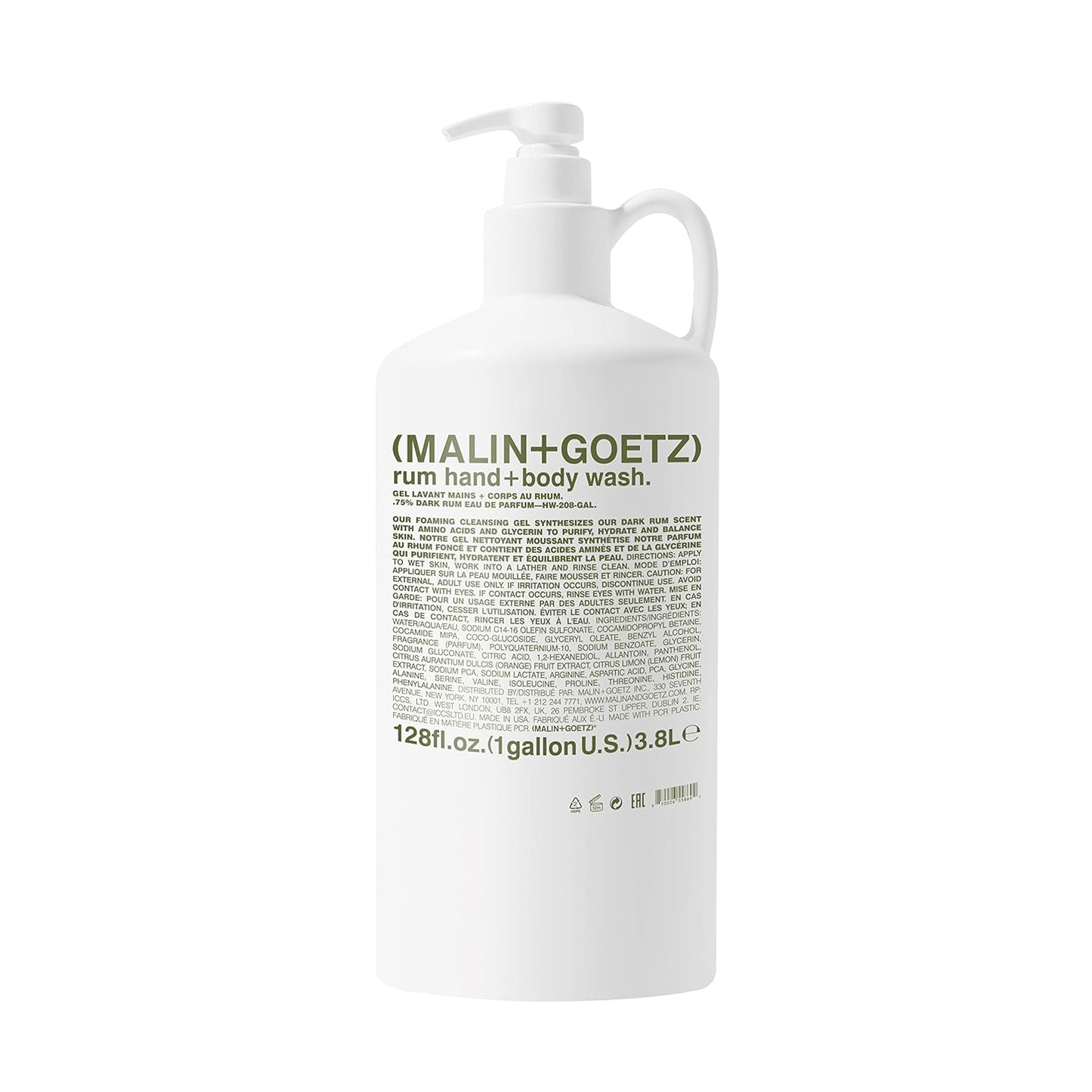 MALIN+GOETZ Rum Hand + Body Wash, 128 Fl. Oz. – Allows Up to 15 Refills, Natural Cleansing, Purifying & Hydrating for Women & Men, For All Skin Types, No Stripping or Drying, Cruelty-Free & Vegan-FemmiqueWomen