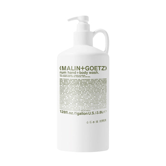 MALIN+GOETZ Rum Hand + Body Wash, 128 Fl. Oz. – Allows Up to 15 Refills, Natural Cleansing, Purifying & Hydrating for Women & Men, For All Skin Types, No Stripping or Drying, Cruelty-Free & Vegan-FemmiqueWomen