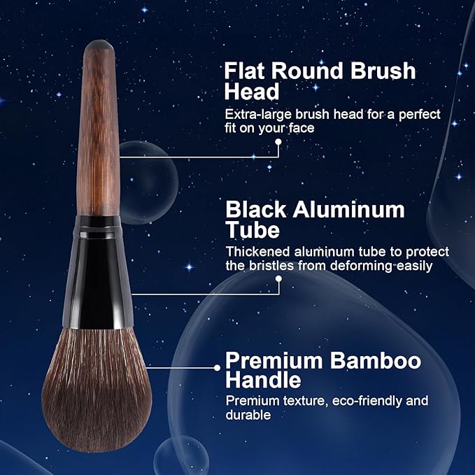 Large Bamboo Mineral Powder Brush, Fluffy Foundation Makeup Brush Kabuki Brushes with Soft Synthetic Bristles for Loose & Pressed Powder, Liquid, Cream, Buffing, Blending, Vegan & Cruelty-Free Tool-FemmiqueWomen