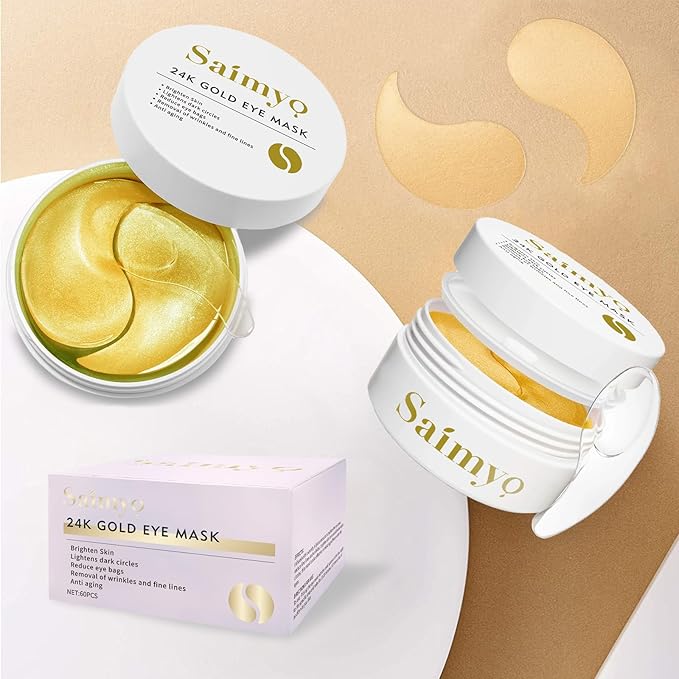 24K GOLD Eye Mask– 60 Pcs - Gold Under Eye Mask Retinol & Collagen - Puffy Eyes and Dark Circles Treatments – Look Younger and Reduce Wrinkles and Fine Lines Undereye-FemmiqueWomen