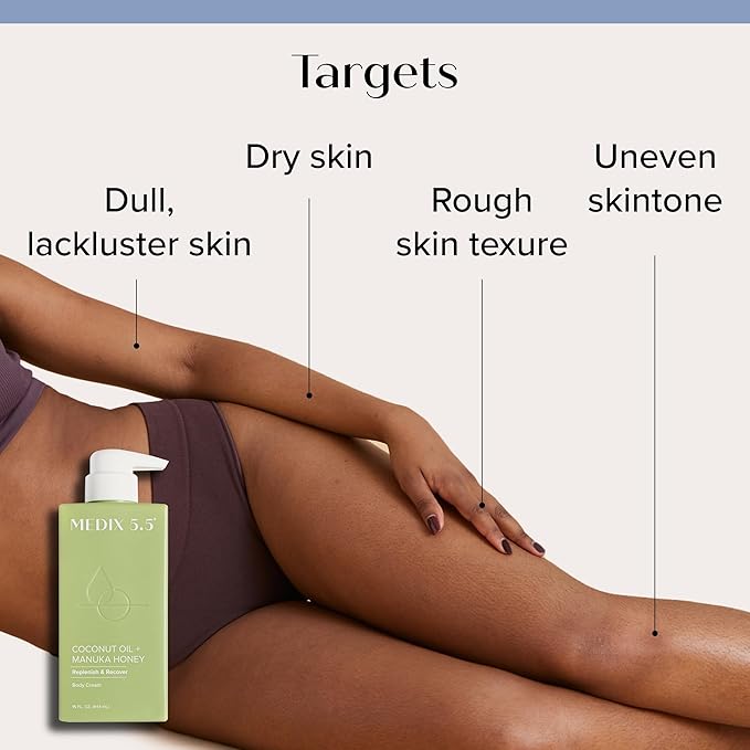 Medix 5.5 Argan Oil + Coconut Oil Skin Care Set Moisturizer Cream Body & Face Lotion | Firming Body Lotion Set Reduces Look Of Wrinkles, Cellulite, Dry Skin, & Uneven Skin Tone For Women, 2PC Bundle-FemmiqueWomen