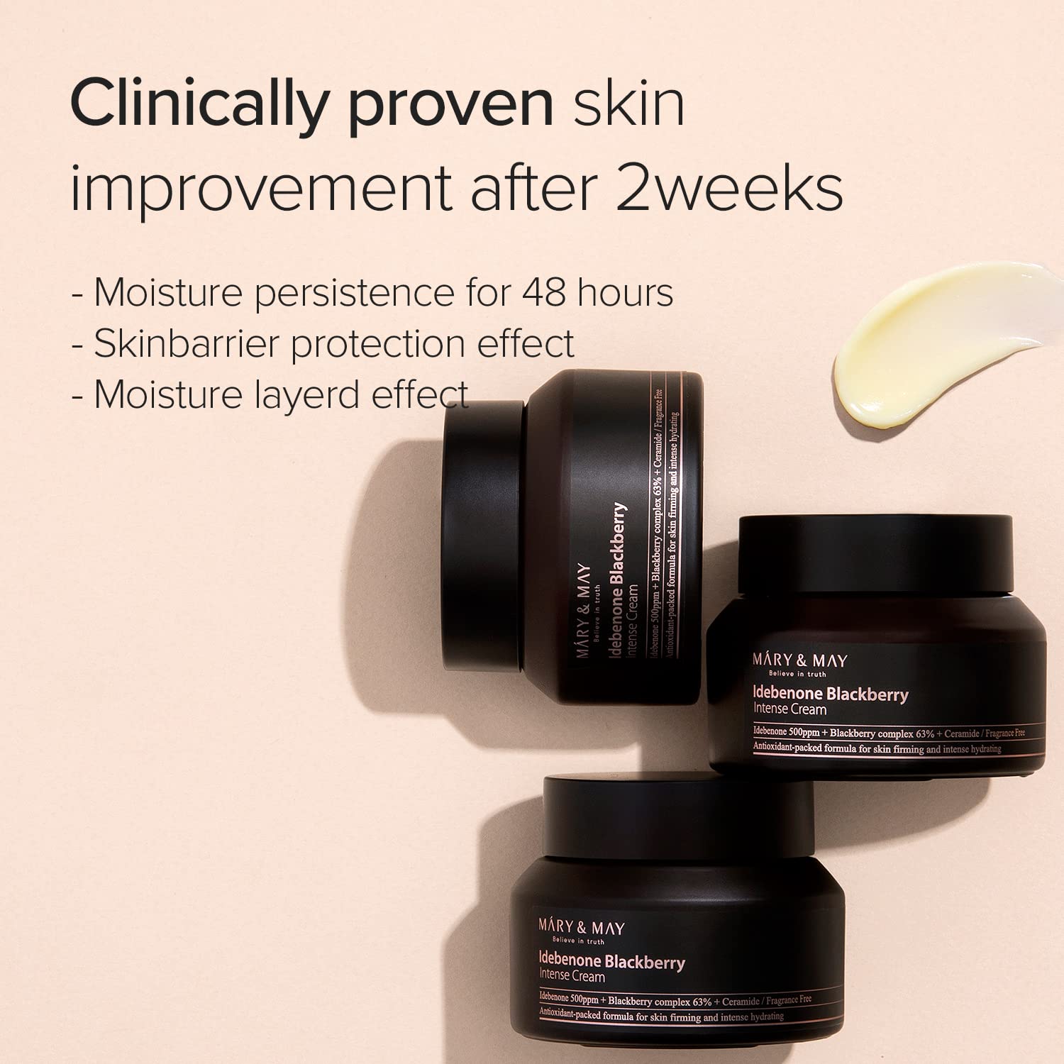 Mary&May Idebenone Blackberry Cream | Antioxidant Korean Moisturizer with 5 Ceramides & Hyaluronic Acid | Skin Barrier Repair & 48H Hydration | For All Skin Types (70g/2.46oz)-FemmiqueWomen