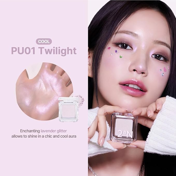 2aN Pure Glash Highlighter PU01 Twilight – Glass-Like Sheen Powder Highlighter for a Natural, Radiant Glow | Buildable, Long-Lasting, Lightweight Formula-FemmiqueWomen