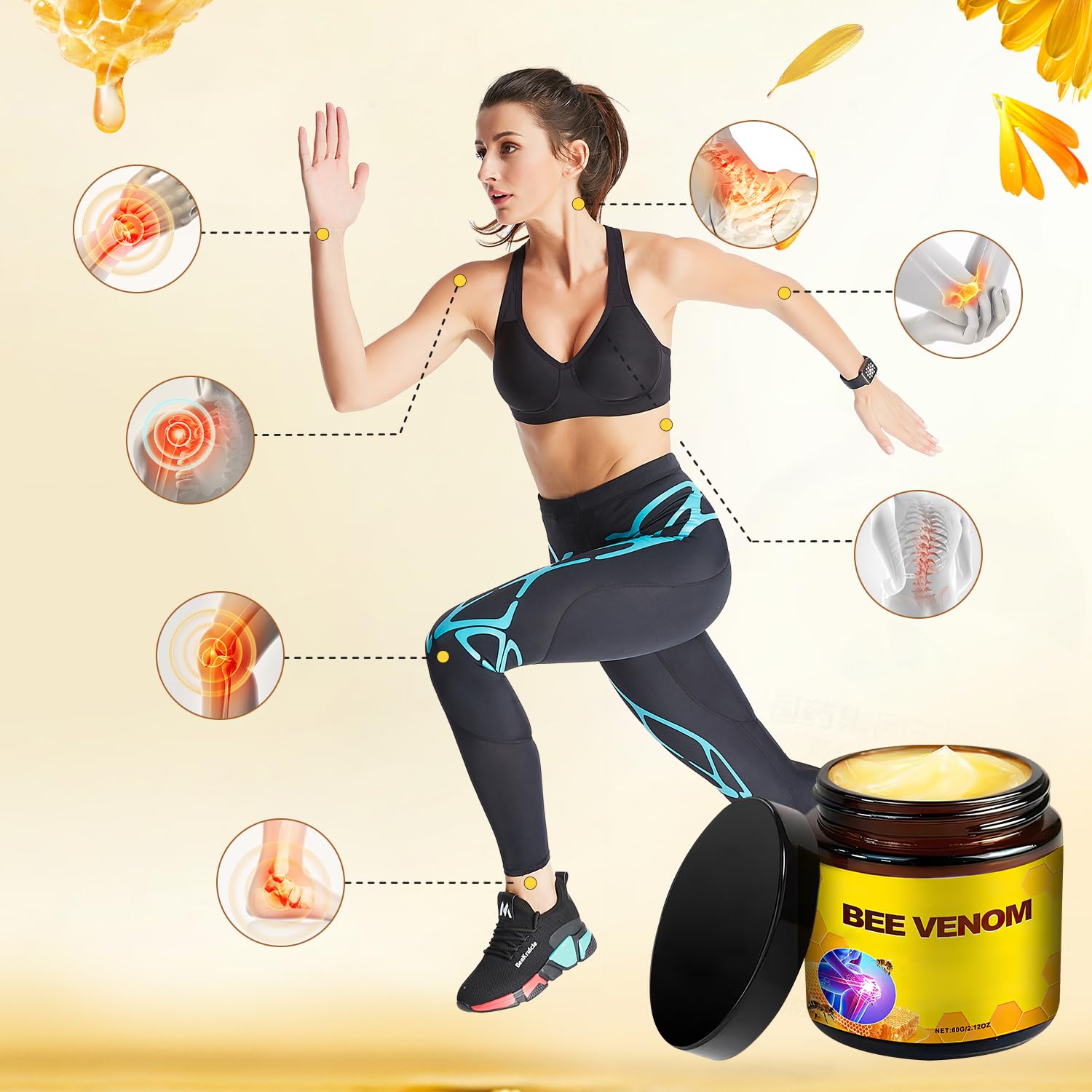 Bee Venom Cream,Advanced Joint Cream,New Bee Venom Professional Cream for Back, Knee, Hands, Neck, Feet(2PCS)-FemmiqueWomen