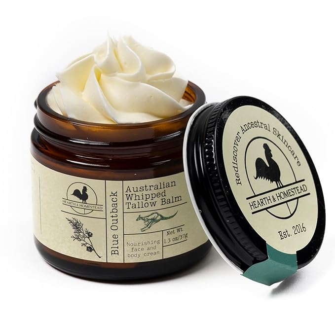 Handmade "Blue Outback" Australian Whipped Tallow Balm with Emu, Jojoba, Sandalwood, and Blue Cypress - 1.3 oz -FemmiqueWomen