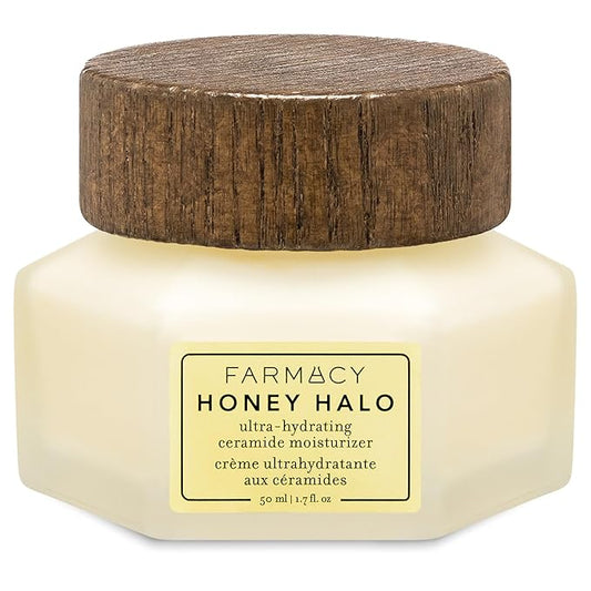 Farmacy Ceramide Face Moisturizer - Honey Halo Hydrating Facial Moisturizer for Dry Skin - Plumps, Soothes + Restores Skin with Potent Ceramides + Buckwheat Honey for a Dewy, Healthy Glow (50ml)-FemmiqueWomen