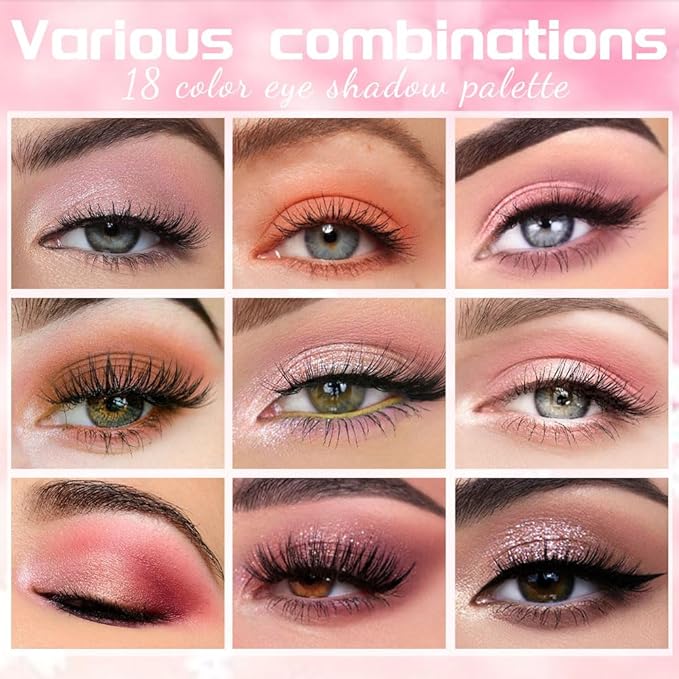 18 Girds Colorful Matte Shimmer Eyeshadow Palette for Eye Makeup,High Pigmented Eye Shadow Primers Powder Palet de sombras de ojos-FemmiqueWomen