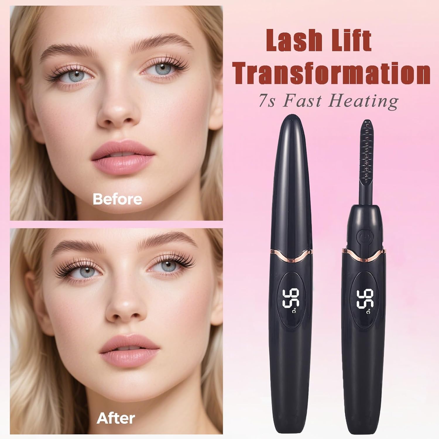 Heated Eyelash Curlers Electric Eyelash Curler with LED Display, 4 Temperature Modes Anti-Burn USB Rechargeable Natural Curling 24H Long Lasting for Women Makeup Tools Gifts-FemmiqueWomen