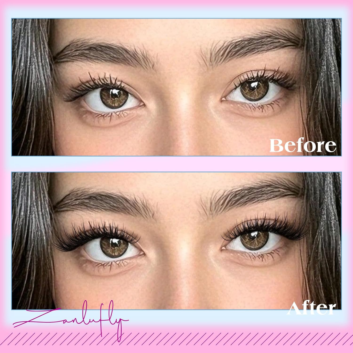 Self Adhesive Eyelashes Natural Self Adhesive Lash Clusters Wispy Press on Lashes 10-12MM Pre-glued Eyelash Clusters 120pcs C-curly No Glue Lashes DIY Individual Lashes by ZANLUFLY-FemmiqueWomen