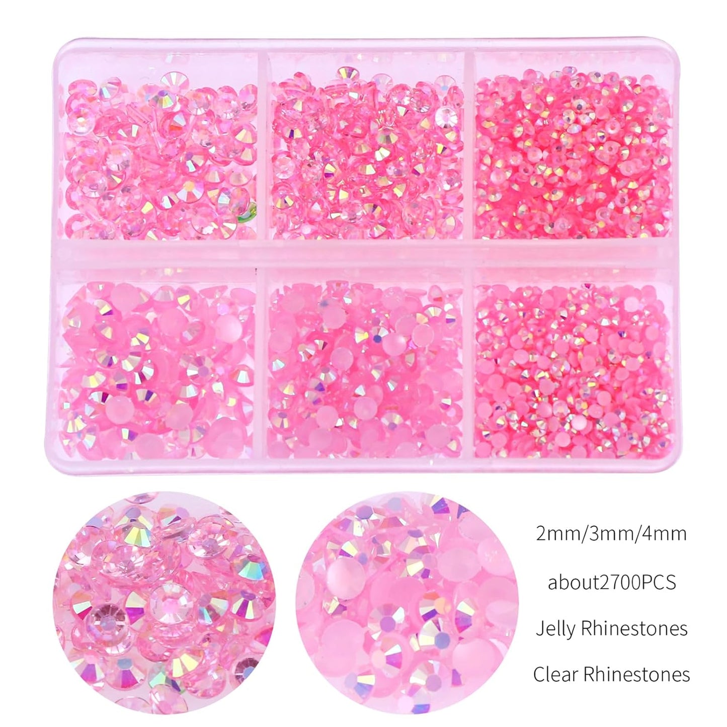 3 Boxes Nail Art Rhinestones Pink Nail Charms 2mm-4mm Resin Clear Jelly Rhinestones Pearls Glitters Nail Art Supplies Crystal Gems Bubble Beads Nail Accessories for Women Nail Decorations Design.-FemmiqueWomen