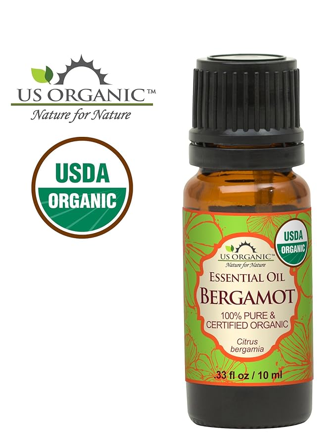 US Organic 100% Pure Bergamot Essential Oil, USDA Certified Organic, Cold Pressed, with Euro droppers (More Size Variations Available) (10 ml / .33 fl oz)-FemmiqueWomen