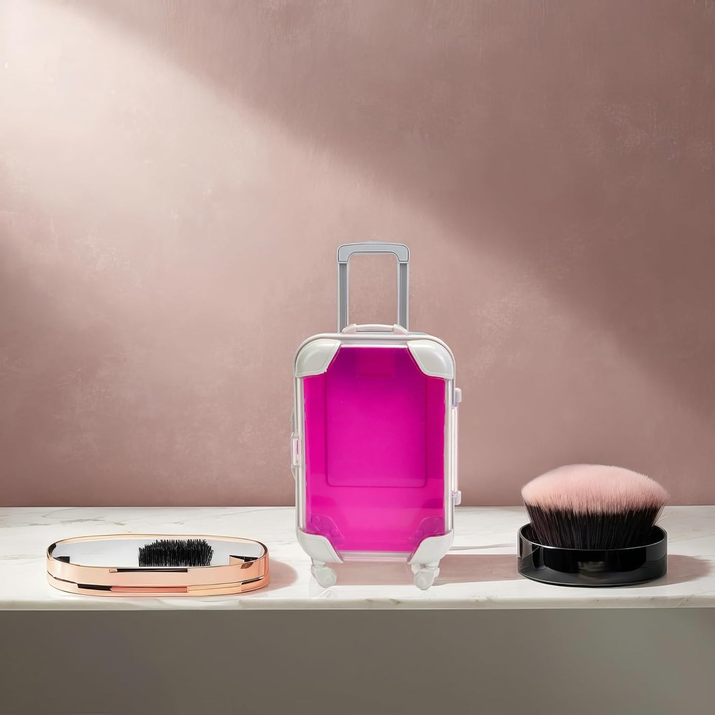 False Eyelash Storage Box, Portable Travel Organizer Mini Luggage False Eyelash Tray Makeup Tool (ROSE RED)-FemmiqueWomen