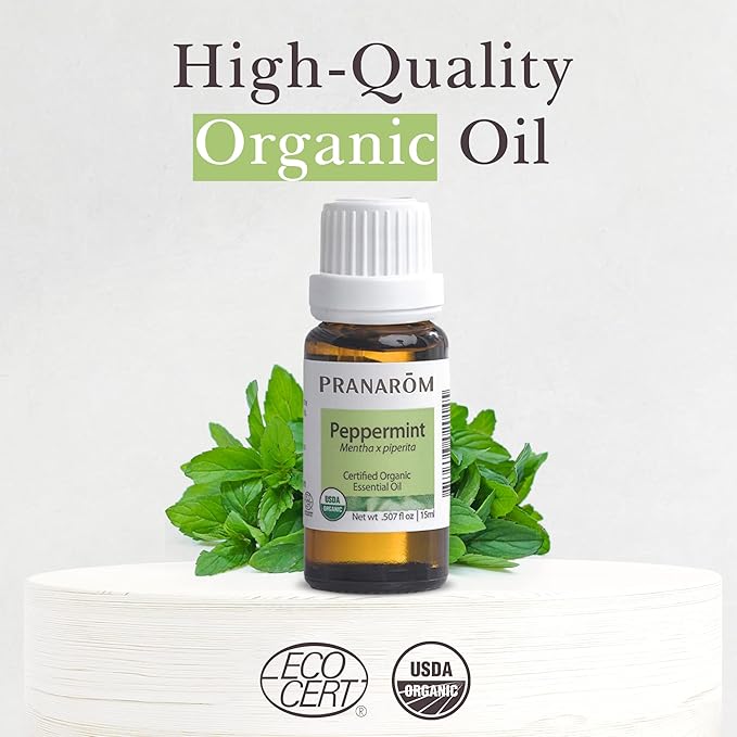Pranarom USDA Certified Organic Peppermint Essential Oil (15ml), 100% Pure Undiluted Therapeutic Grade from India for Aromatherapy, Diffuser, Topical, Cooling, Massage & Relaxation-FemmiqueWomen