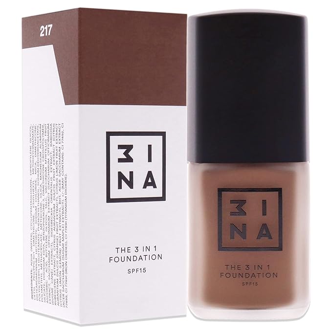 3INA The 3-In-1 Foundation 217 - Vegan Formula - Combination Of Primer, Concealer And Foundation - Medium Coverage - Natural Finish - Perfect For Covering Lines And Blemishes - Long Lasting - 1.01 Oz-FemmiqueWomen