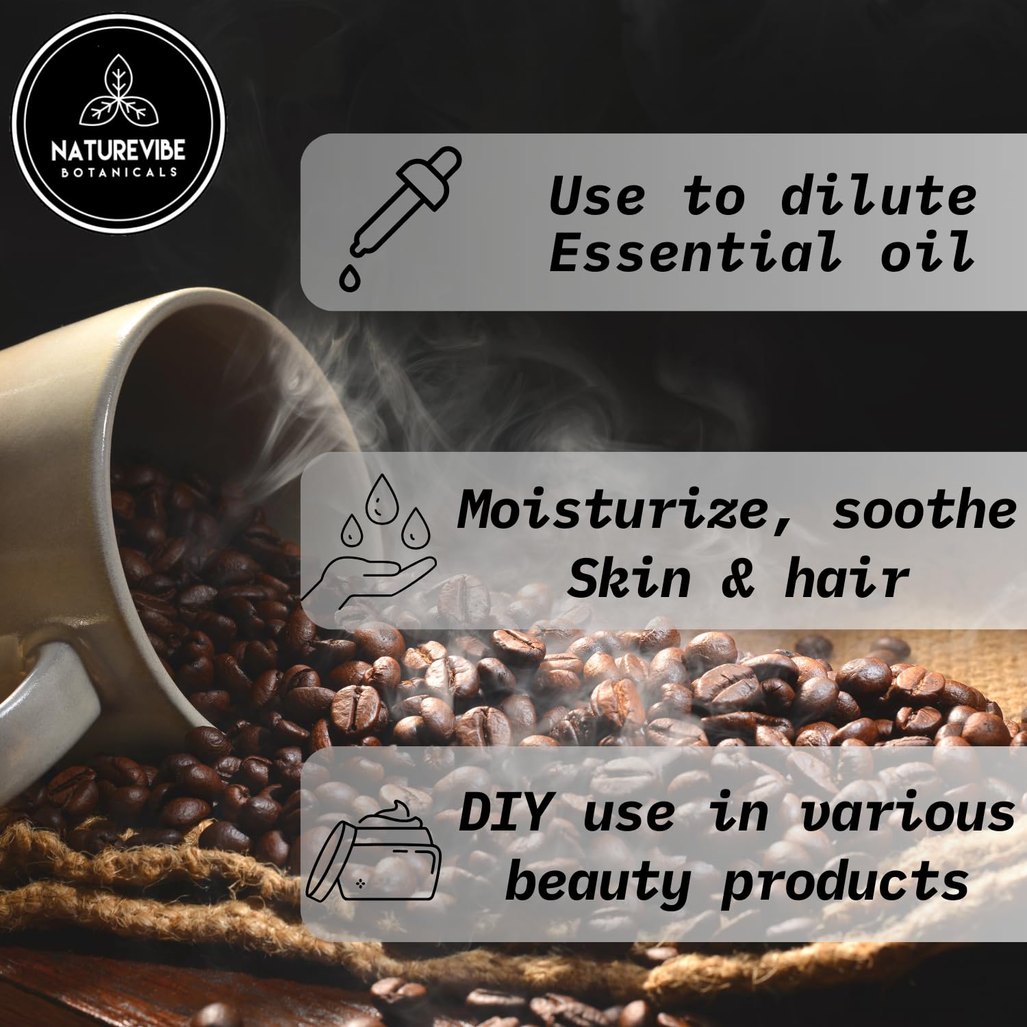 Naturevibe Botanicals Coffee Bean Oil 32 Ounces | 100% Pure and Natural | Great for Skin Care and Hair Care-FemmiqueWomen