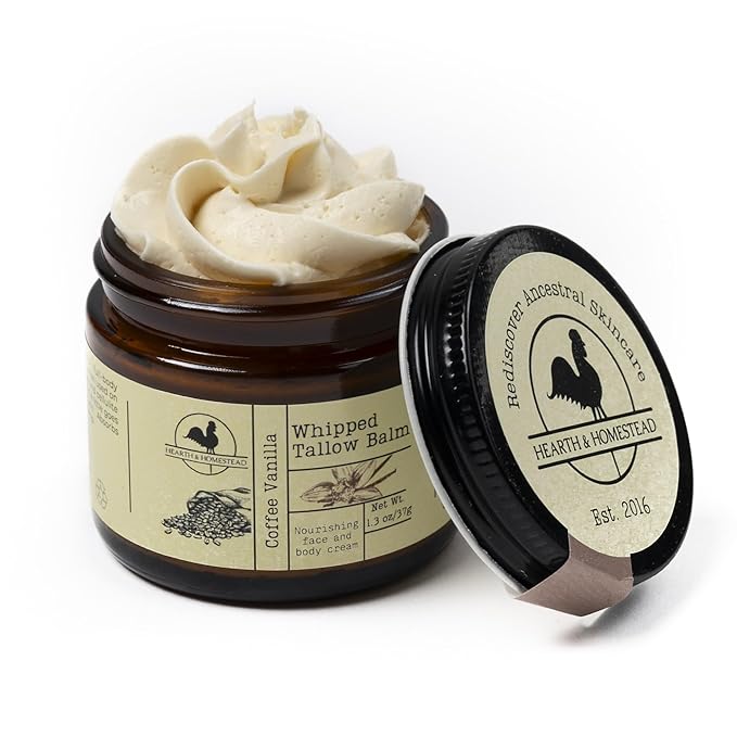 Handmade Whipped Tallow Balm (Coffee Vanilla) - Organic Body Butter with Infused Olive Oil - 1.3 oz …-FemmiqueWomen