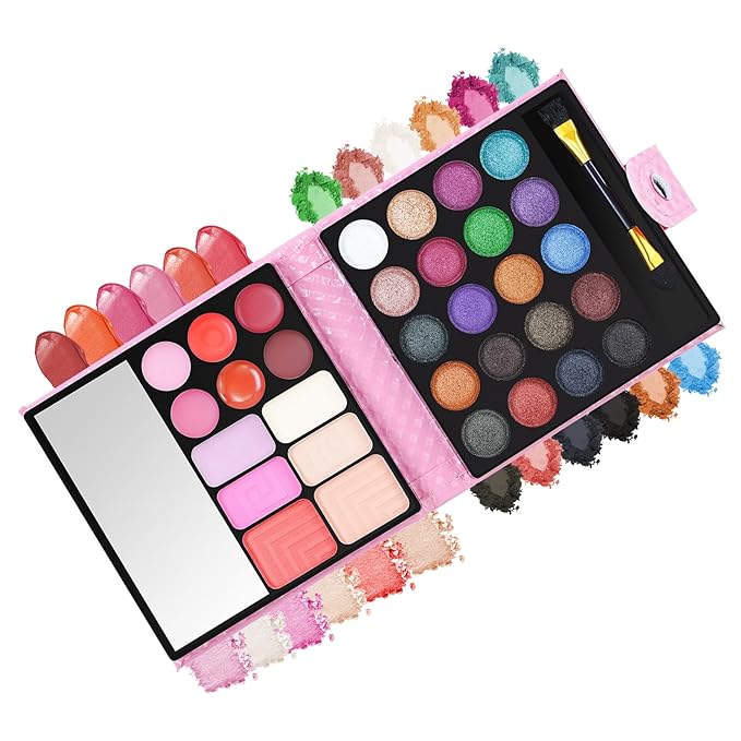 32 Colors Eyeshadow Palette Makeup Contouring Kit Combination with Lipgloss, Blusher and Concealer #2 - Perfect for Professional and Daily Use-FemmiqueWomen