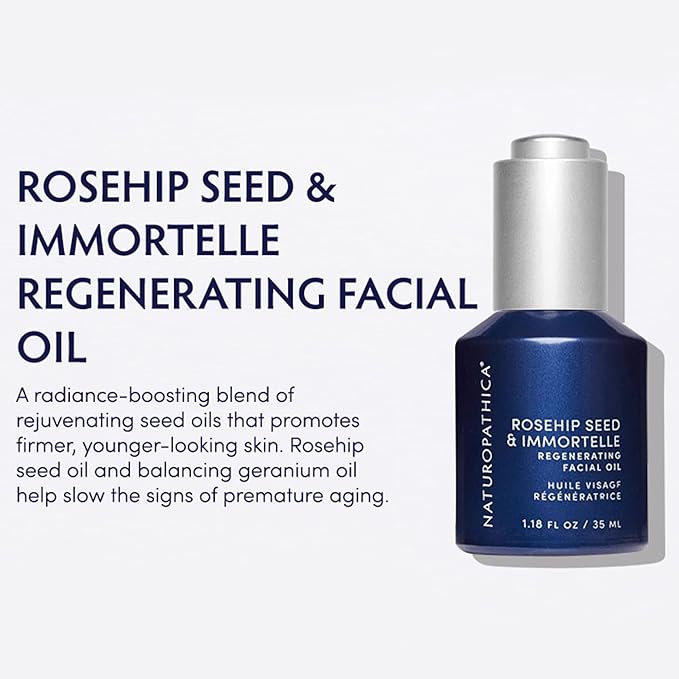 Naturopathica Rosehip Seed & Immortelle Regenerating Facial Oil, Daily Face Oil for Softened Fine Lines and a Healthy Glow, Lightweight Face Oil for Men and Women, 1.18 fl oz-FemmiqueWomen