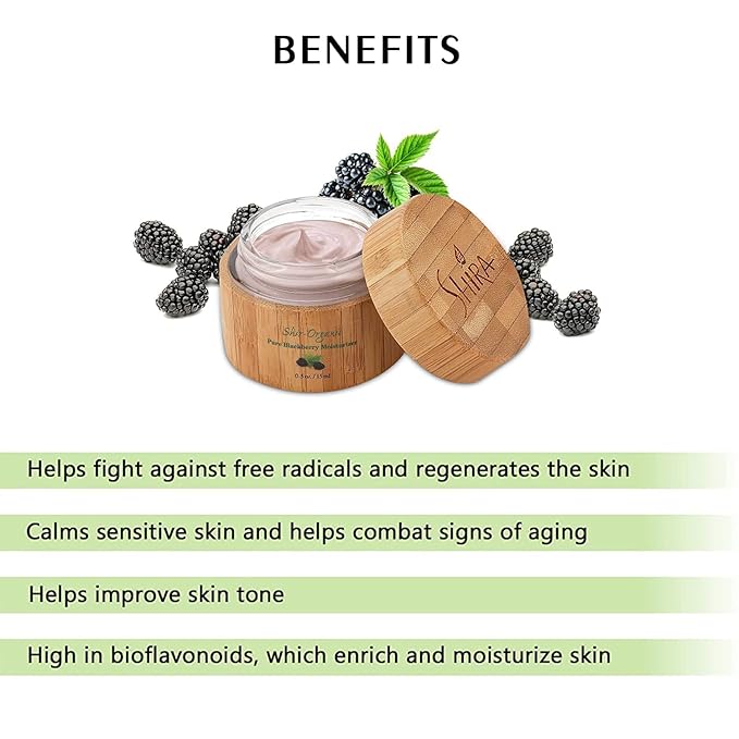 Shir-Organic Pure Blackberry Moisturizer Helps Fight Against Free Radicals Smooth Even Texture Regenerates the Skin for Normal to Dry & Sensitive Skin Type(50ml)-FemmiqueWomen