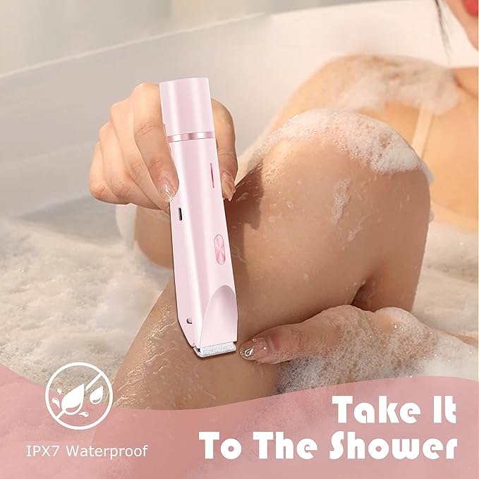 2-in-1 Women's Electric Shaver, Waterproof Cordless Bikini Trimmer & Body Razor, Dual Head Pain-Free Design, Pink Galaxy (2025)-FemmiqueWomen