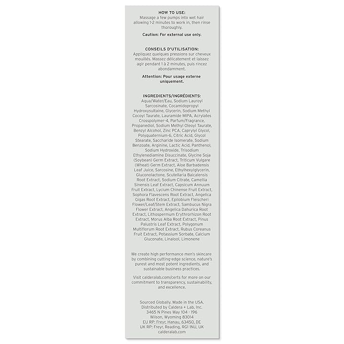 Caldera + Lab The Shampoo | Men’s Shampoo for Healthy Hair, Sulfate-Free Daily Cleanser, Dermatologically Tested - All Hair Types-FemmiqueWomen