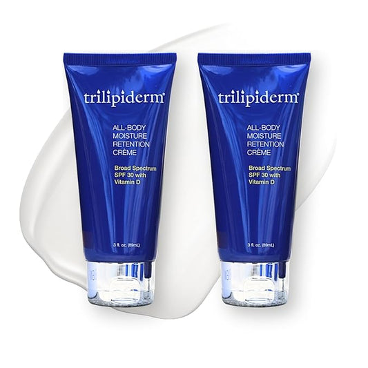 Trilipiderm All-Body Moisture Retention Crème Broad Spectrum SPF 30 with Vitamin D – 2-PACK of Travel-Size 3 Ounce Tubes – Plant-Based All-Day Hydration, Sunscreen for Body and Face-FemmiqueWomen