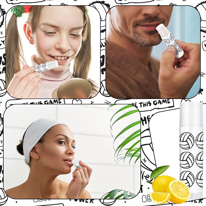 24 Pcs Volleyball Lip Balm Volleyball Team Gifts Volleyball Party Favors Volleyball Lip Balm Gift for Volleyball Team Volleyball Party Guest Supplies (White)-FemmiqueWomen