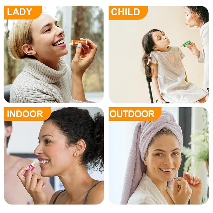 20 Pack Natural Lip Balm Bulk with Vitamin E and Coconut Oil Valentine's Day best choice - Moisturizing, Soothing, and Repairing Dry and Chapped Lips - 10 Flavors - Non-GMO-FemmiqueWomen