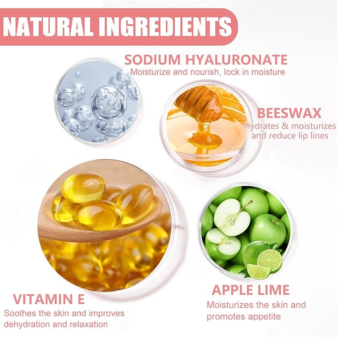 1PCS Lip Balm Honey Pot,Honey/Apple Lime Lip Mask Overnight Moisturizing Lip Balm,Hydrating Prevention Dry & Cracked Lip Exfoliator Lip Wrinkle Care Sleeping Lip Mask (Apple Lime)-FemmiqueWomen