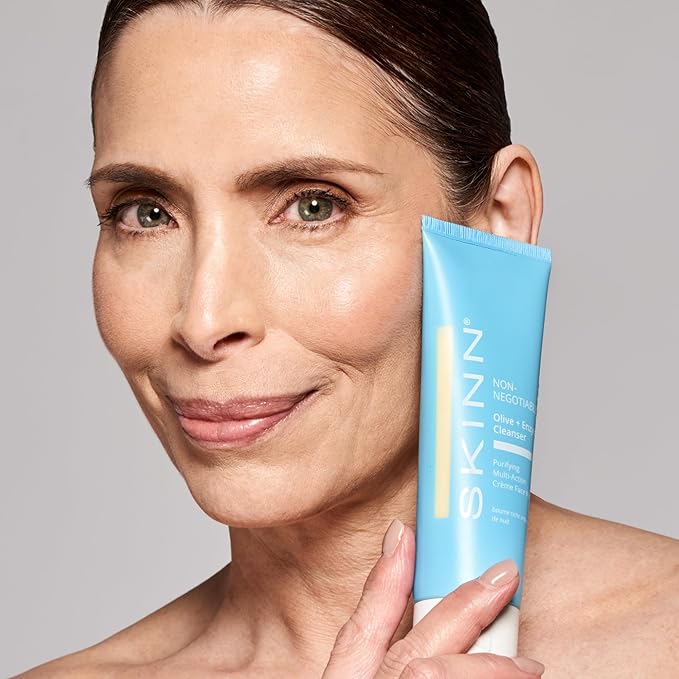 SKINN Daily Evening Face Wash, Multi-Action Cream, Olive & Enzyme Cleanser, 4oz - Facial Cream for Removing Makeup, Impurities & Dead Skin Cells-FemmiqueWomen