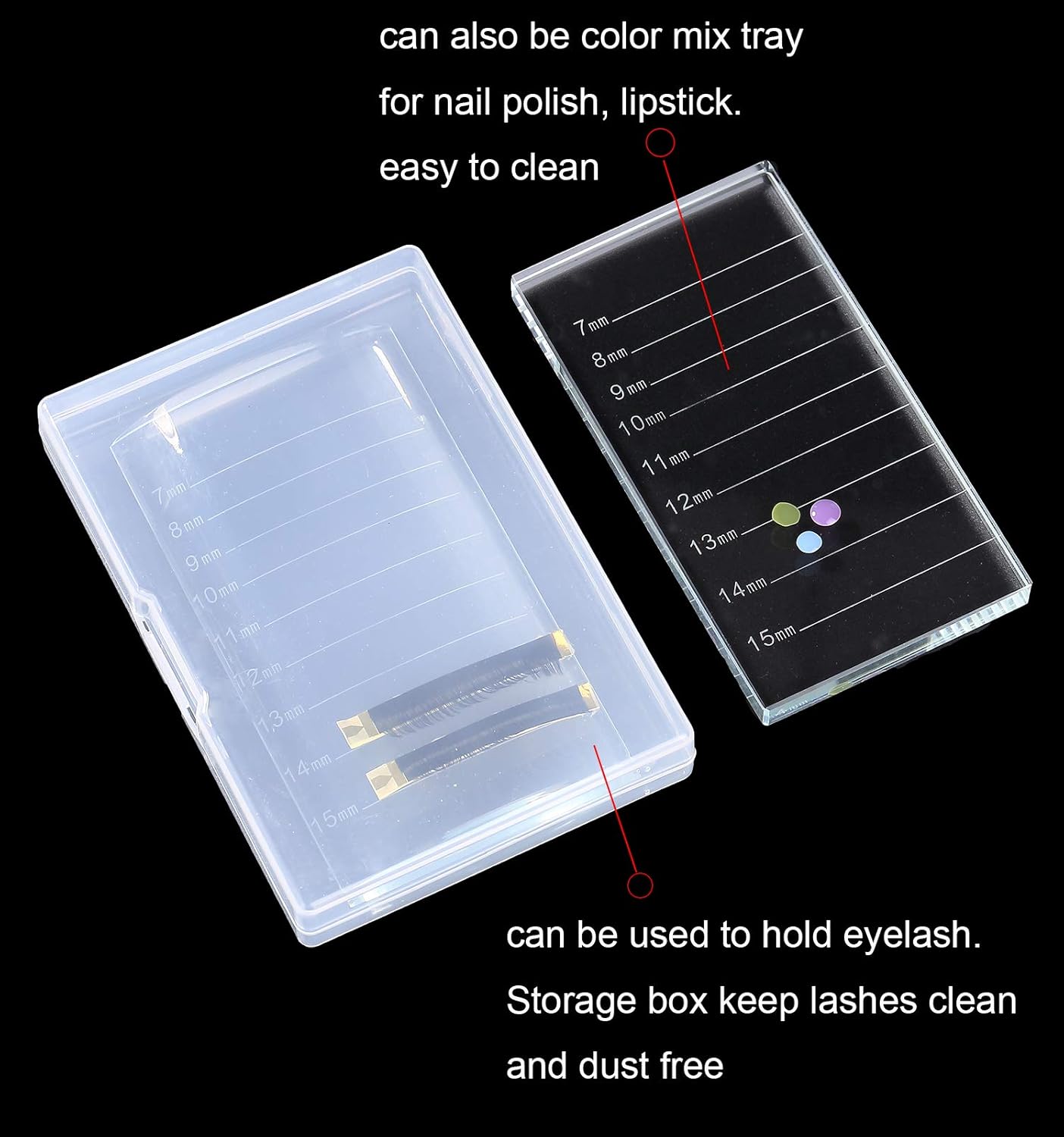 Eyelash Extension Crystal Pallet Lash Holder Tray Bigger Size with Storage Case 4.3x2.4 Inch,7-15 mm-FemmiqueWomen