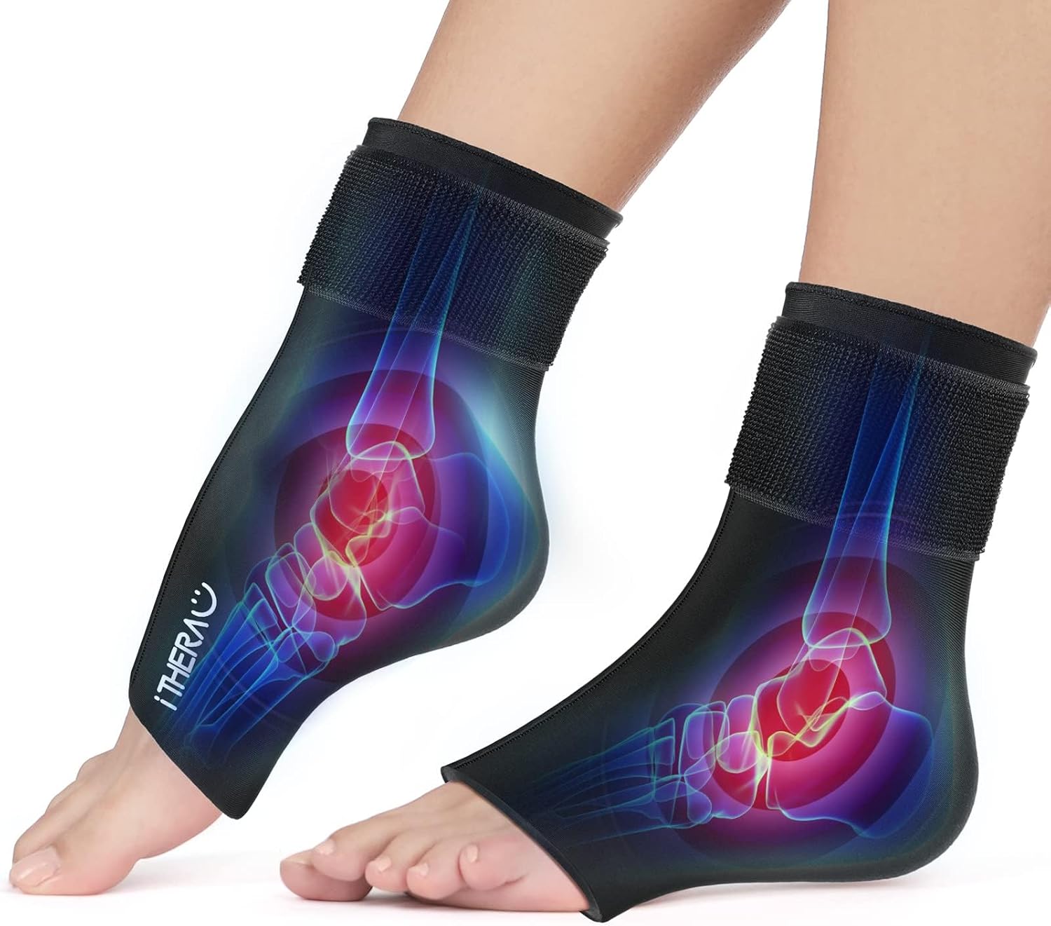 iTHERAU Ankle Ice Pack Wrap, Reusable Gel Hot & Cold Therapy for Foot & Heel Injuries | Achilles Tendonitis, Plantar Fasciitis, Swelling, Sprained, Pain Relief, 2 Pack-FemmiqueWomen