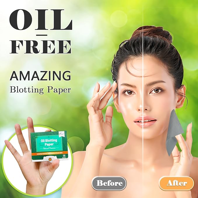 Natural Premium Oil Blotting Paper for Oily Skin with Bamboo Charcoal,26% Larger Oil Blotting Sheets for Face,Makeup Friendly Oil Absorbing Sheets 600 Sheets-FemmiqueWomen