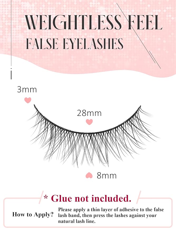 Natural Lashes Natural Eyelashes Short Eyelashes Natural Look False Eyelashes Wispy Eye Lashes Small Lashes Fake Lashes K33-FemmiqueWomen