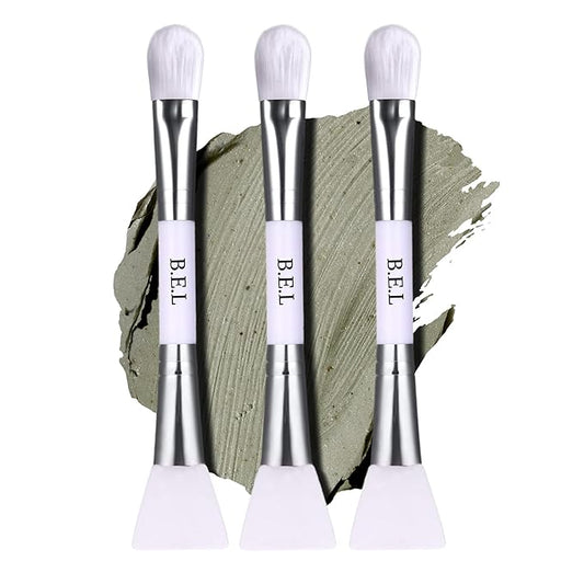 Bare Essentials Living Clay Face Mask Brush (3 Pack, White) Dual Soft Silicone Face Mask Applicator Brush Tool, Great Facial Essentials, Moisturizer Applicator & Skincare Brush for Facials-FemmiqueWomen