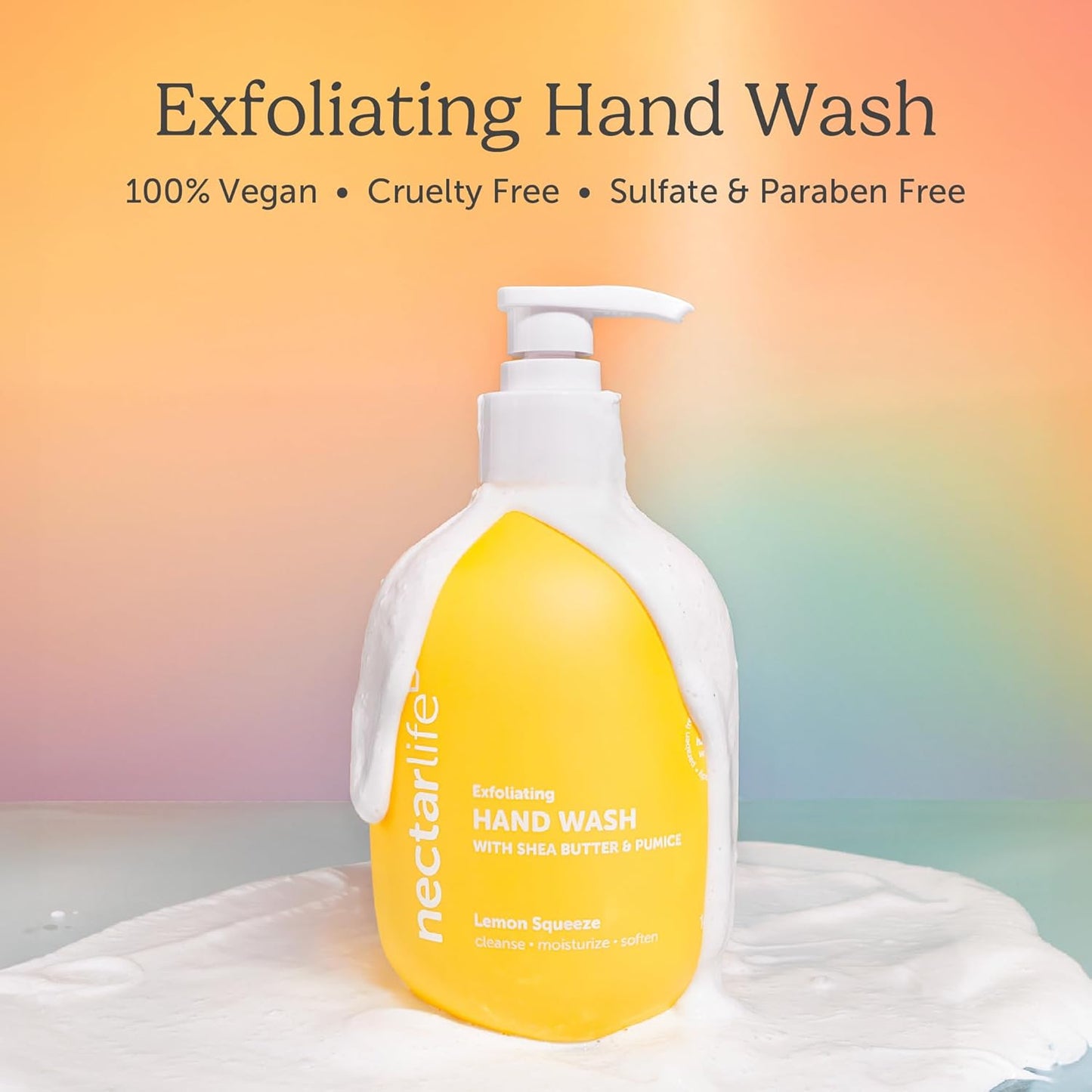 Nectar Life Exfoliating & Moisturizing Hand Wash 3-Pack, Volcanic Pumice for Hand Scrub, Shea Butter Softens Hands, Clean Vegan Ingredients, Lemon Scent-FemmiqueWomen