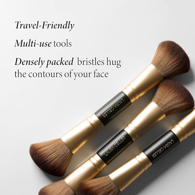 LAURA GELLER NEW YORK Face It All 2pc Makeup Brush Set - Retractable Airbrush Kabuki Brush + Dual-Ended Blush and Bronzer Brush-FemmiqueWomen