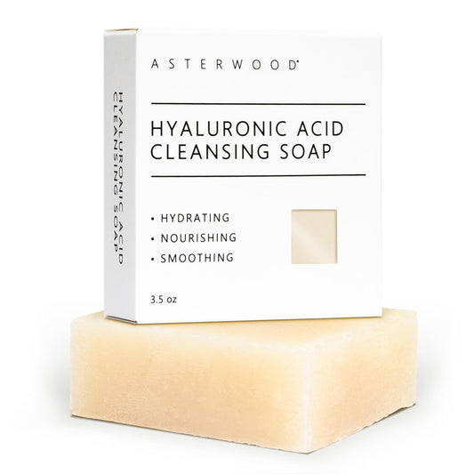 Asterwood Hyaluronic Acid Cleansing Face Soap - Collagen Boosting, Hydrating, Plumping, Soothing - Fragrance-Free - Suitable for Sensitive Skin - 3.5 Oz-FemmiqueWomen