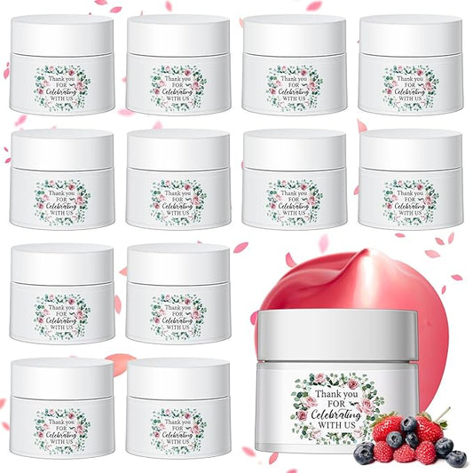 12 Pcs Thank You Lip Sleeping Mask Bulk Bridal Shower Gifts for Guests Thank You for Celebrating with Us Lip Mask Moisturize Nourish for Wedding Bridal Shower Favor Christmas Gift(Floral)-FemmiqueWomen