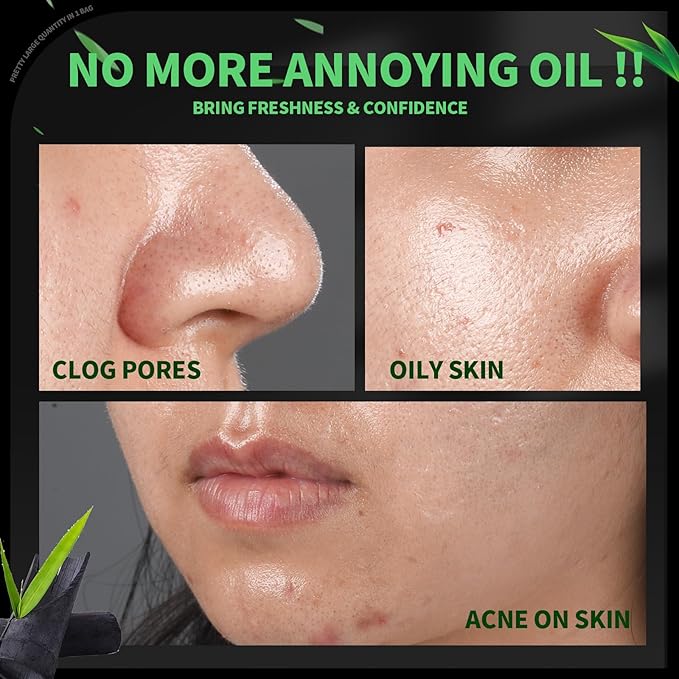 Blotting Paper for Oily Skin, Natural Bamboo Charcoal Blotting Paper, Oil Blotting Sheets for Face, 100 * 70MM Large Oil Absorbing Sheets Makeup Face Tissues, 200 Counts-FemmiqueWomen