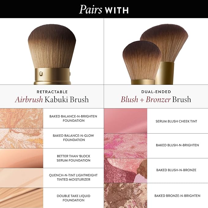LAURA GELLER NEW YORK Face It All 2pc Makeup Brush Set - Retractable Airbrush Kabuki Brush + Dual-Ended Blush and Bronzer Brush-FemmiqueWomen
