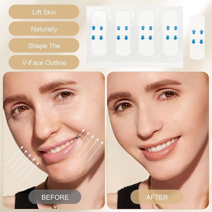 braxan 60 Pcs Neck Tape Lifting Invisible Set: Neck & Face Lift Tape Invisible - for Double Chin Jowls Eyes Sagging Skin, Special Events & Makeup-Friendly Use, Visible Results In Seconds-FemmiqueWomen